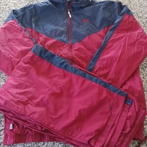 VTG Y2K Nike Red and Blue Windbreaker Set Jacket&Pants Men's XXL